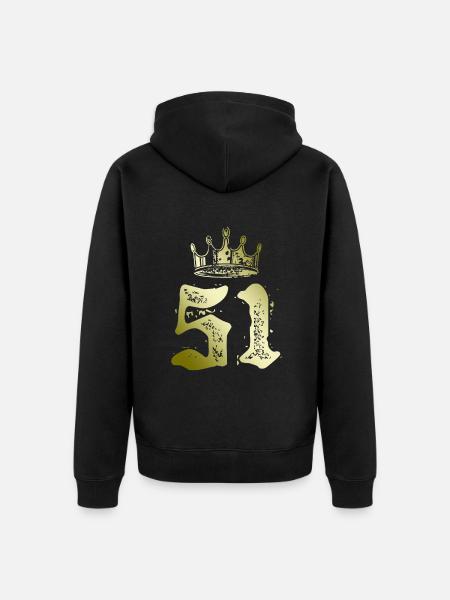 51 Zahl Krone - Unisex Premium Bio Zip Hoodie - Schwarz