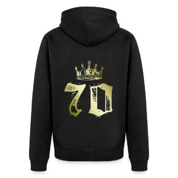 70 Number crown - Unisex Premium Organic Zip Hoodie - black - Back - Nico (187cm)