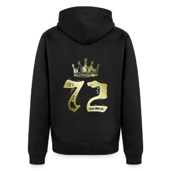 72 Zahl Krone - Unisex Premium Bio Zip Hoodie - Schwarz - Hinten - Nico (187cm)