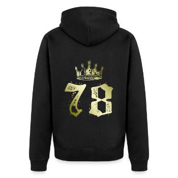 78 Number crown - Unisex Premium Organic Zip Hoodie - black - Back - Nico (187cm)