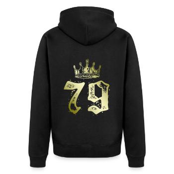 79 Number crown - Unisex Premium Organic Zip Hoodie - black - Back - Nico (187cm)