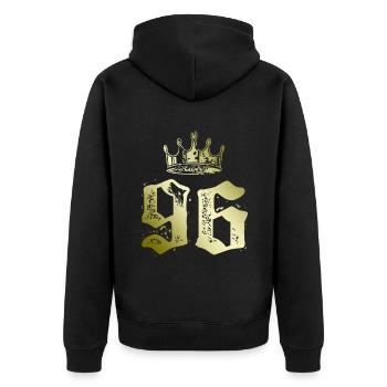 96 Number crown - Unisex Premium Organic Zip Hoodie - black - Back - Nico (187cm)