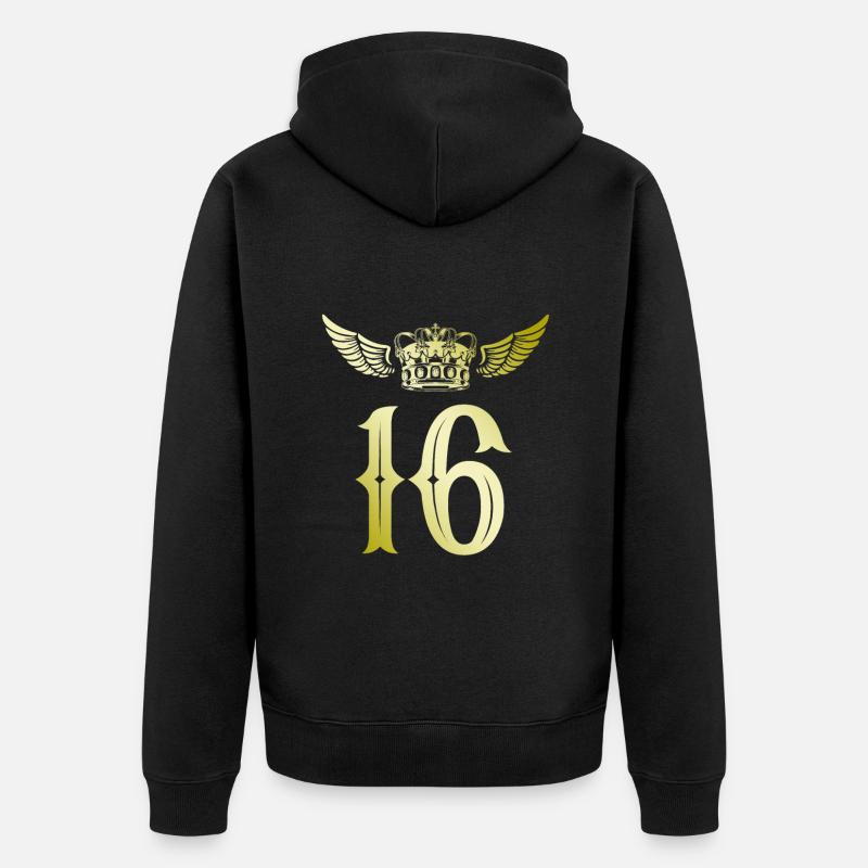 16 Couronne numérique - Veste à capuche bio Premium Unisexe - noir
