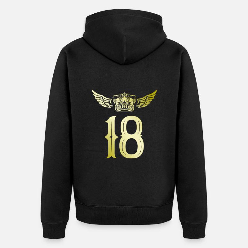 18 Couronne numérique - Veste à capuche bio Premium Unisexe - noir