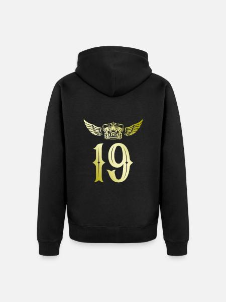 19 Zahl Krone - Unisex Premium Bio Zip Hoodie - Schwarz