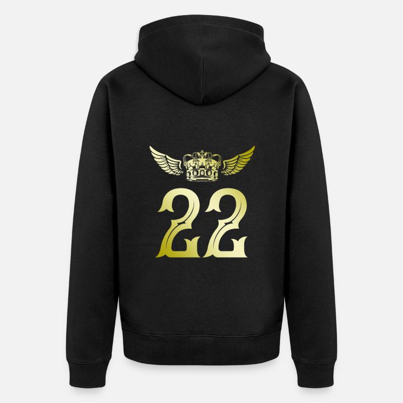 22 Couronne de numéros - Veste à capuche bio Premium Unisexe - noir