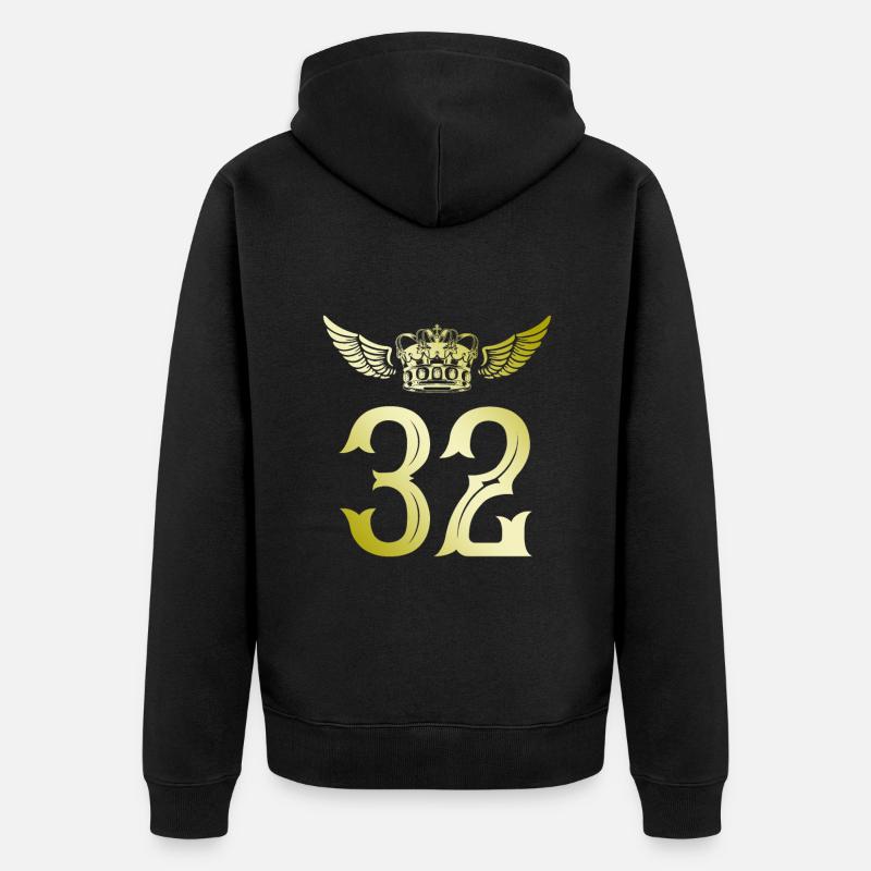 32 Couronne numérique - Veste à capuche bio Premium Unisexe - noir