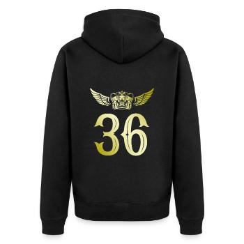 36 Number crown - Unisex Premium Organic Zip Hoodie - black - Back - Nico (187cm)