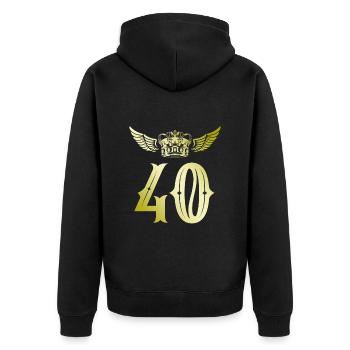 40 Zahl Krone - Unisex Premium Bio Zip Hoodie - Schwarz - Hinten - Nico (187cm)