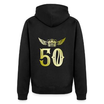 Couronne de 50 numéros - Veste à capuche bio Premium Unisexe - noir - Dos - Nico (187cm)