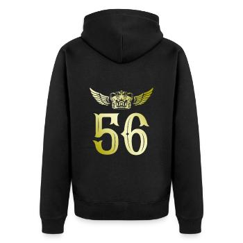 56 Number crown - Unisex Premium Organic Zip Hoodie - black - Back - Nico (187cm)