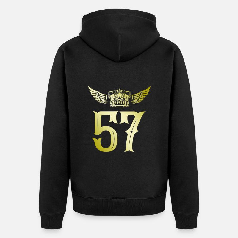 57 Couronne de numéro - Veste à capuche bio Premium Unisexe - noir