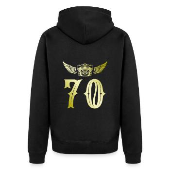 70 Number crown - Unisex Premium Organic Zip Hoodie - black - Back - Nico (187cm)