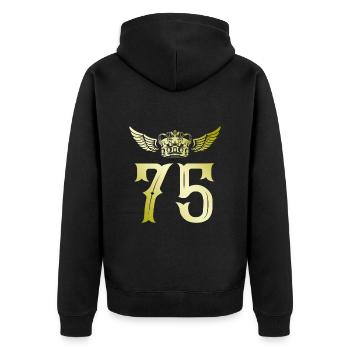 75 Number crown - Unisex Premium Organic Zip Hoodie - black - Back - Nico (187cm)