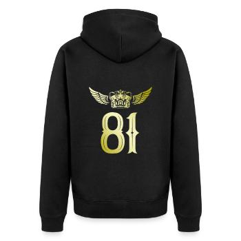 81 Number crown - Unisex Premium Organic Zip Hoodie - black - Back - Nico (187cm)