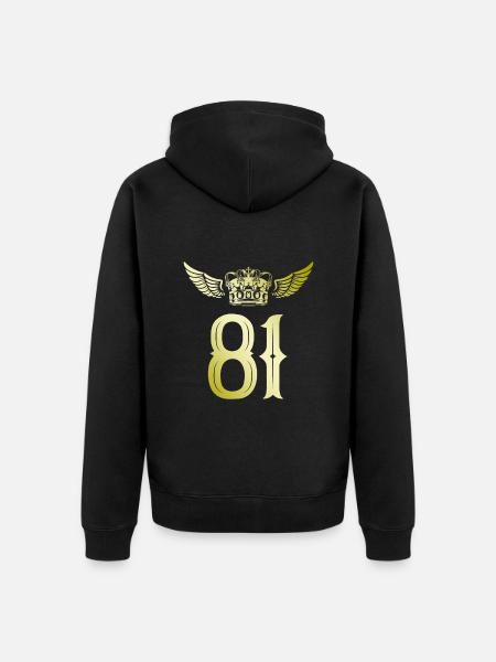 81 Number crown - Unisex Premium Organic Zip Hoodie - black