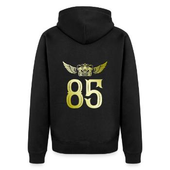 85 Number crown - Unisex Premium Organic Zip Hoodie - black - Back - Nico (187cm)