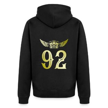 92 Number crown - Unisex Premium Organic Zip Hoodie - black - Back - Nico (187cm)