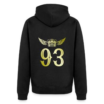 93 Number crown - Unisex Premium Organic Zip Hoodie - black - Back - Nico (187cm)
