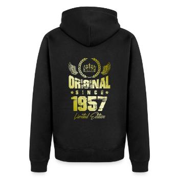 Édition limitée 1957 - Veste à capuche bio Premium Unisexe - noir - Dos - Nico (187cm)