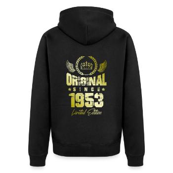 1953 limited edition - Unisex Premium Bio Zip Hoodie - Schwarz - Hinten - Nico (187cm)
