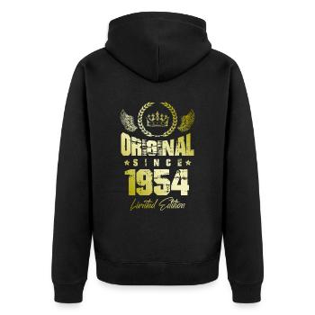 1954 limited edition - Unisex Premium Organic Zip Hoodie - black - Back - Nico (187cm)