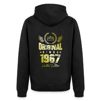 1967 limited edition - Unisex Premium Bio Zip Hoodie - Schwarz - Hinten - Nico (187cm)