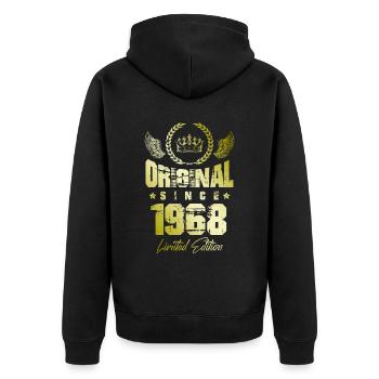 1968 limited edition - Unisex Premium Bio Zip Hoodie - Schwarz - Hinten - Nico (187cm)
