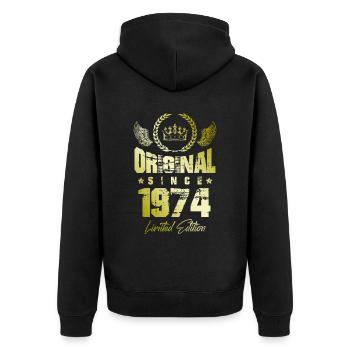 Édition limitée 1974 - Veste à capuche bio Premium Unisexe - noir - Dos - Nico (187cm)
