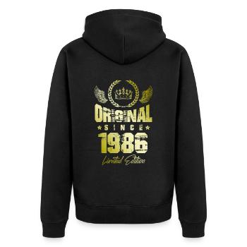 1986 limited edition - Unisex Premium Organic Zip Hoodie - black - Back - Nico (187cm)
