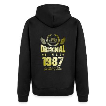 Édition limitée 1987 - Veste à capuche bio Premium Unisexe - noir - Dos - Nico (187cm)