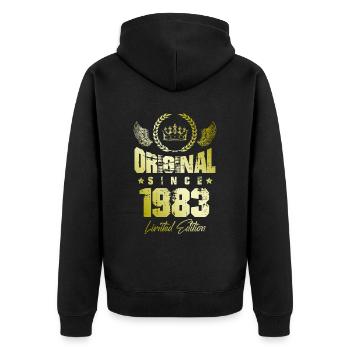 1983 limited edition - Unisex Premium Organic Zip Hoodie - black - Back - Nico (187cm)