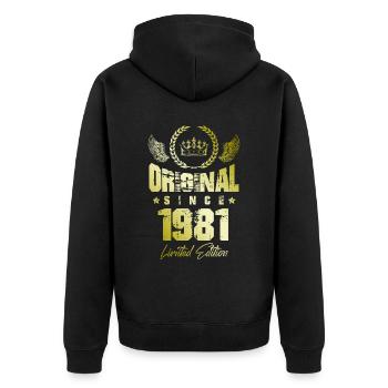 1981 limited edition - Unisex Premium Organic Zip Hoodie - black - Back - Nico (187cm)