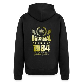 Édition limitée 1984 - Veste à capuche bio Premium Unisexe - noir - Dos - Nico (187cm)
