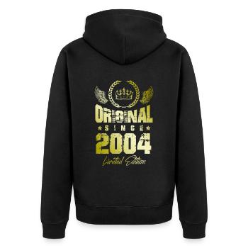 2004 limited edition - Unisex Premium Bio Zip Hoodie - Schwarz - Hinten - Nico (187cm)