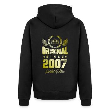 2007 limited edition - Unisex Premium Bio Zip Hoodie - Schwarz - Hinten - Nico (187cm)