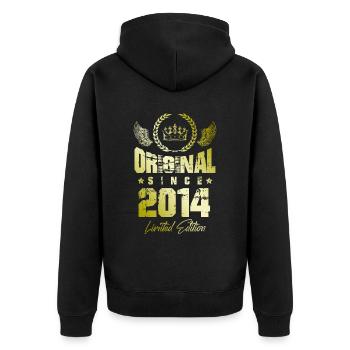 2014 limited edition - Unisex Premium Bio Zip Hoodie - Schwarz - Hinten - Nico (187cm)