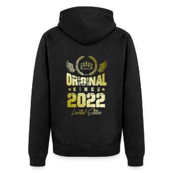 2022 limited edition - Unisex Premium Organic Zip Hoodie - black - Back - Nico (187cm)