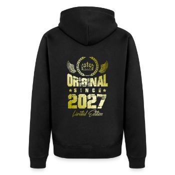Édition limitée 2027 - Veste à capuche bio Premium Unisexe - noir - Dos - Nico (187cm)