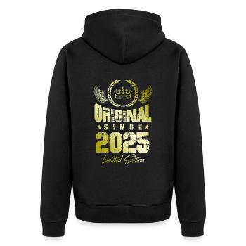 2025 limited edition - Unisex Premium Bio Zip Hoodie - Schwarz - Hinten - Nico (187cm)