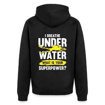 diving saying - Unisex Premium Organic Zip Hoodie - black - Back - Nico (187cm)