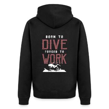 born for diving - Unisex Premium Organic Zip Hoodie - black - Back - Nico (187cm)