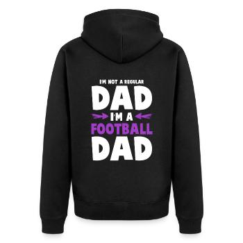 football dad papa - Unisex Premium Organic Zip Hoodie - black - Back - Nico (187cm)