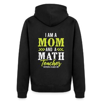 mama mathematics teacher - Unisex Premium Organic Zip Hoodie - black - Back - Nico (187cm)