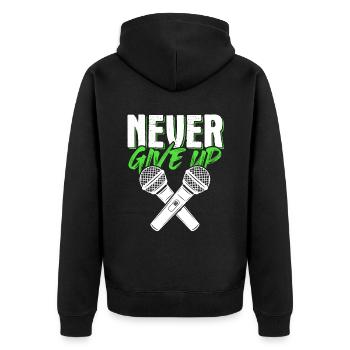 niemals aufgeben rap - Unisex Premium Bio Zip Hoodie - Schwarz - Hinten - Nico (187cm)