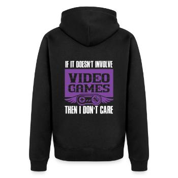 gamer video games - Unisex Premium Bio Zip Hoodie - Schwarz - Hinten - Nico (187cm)