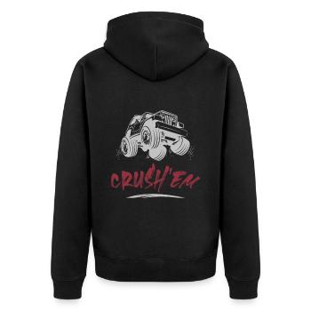 crush monster truck - Unisex Premium Organic Zip Hoodie - black - Back - Nico (187cm)