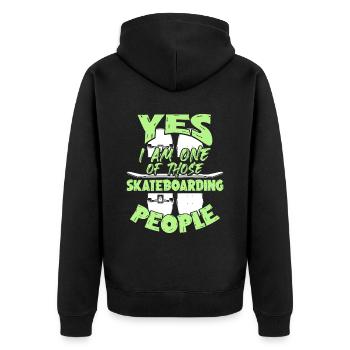 skateboarding spruch - Unisex Premium Bio Zip Hoodie - Schwarz - Hinten - Nico (187cm)