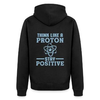 proton atom science - Unisex Premium Organic Zip Hoodie - black - Back - Nico (187cm)