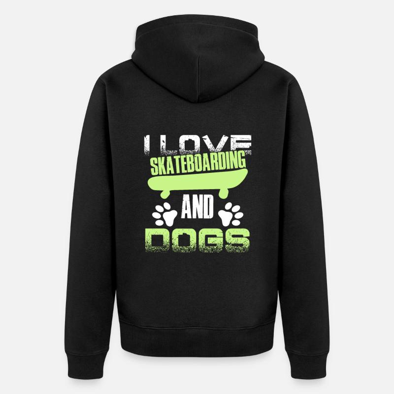 skateboard aime les chiens - Veste à capuche bio Premium Unisexe - noir